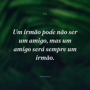 Um irmão pode não ser um amigo, mas um amigo será sempre um irmão.