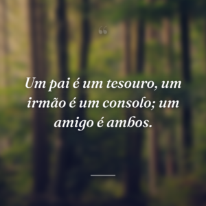 Um pai é um tesouro, um irmão é um consolo; um amigo é ambos.