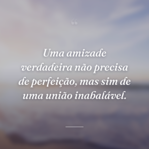 Uma amizade verdadeira não precisa de perfeição, mas sim de uma união inabalável.