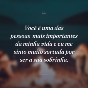 Você é uma das pessoas
mais importantes da minha vida e eu me sinto muito sortuda por ser a sua sobrinha.