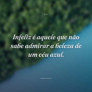 Infeliz é aquele que não sabe admirar a beleza de um céu azul.
