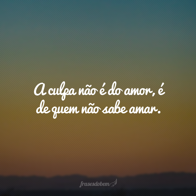 A culpa não é do amor, é de quem não sabe amar.