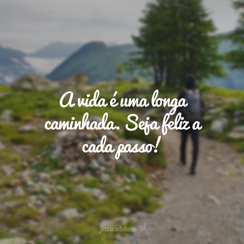 A vida é uma longa caminhada. Seja feliz a cada passo!