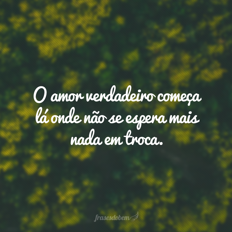 O amor verdadeiro começa lá onde não se espera mais nada em troca. 