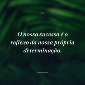 O nosso sucesso é o reflexo da nossa própria determinação.