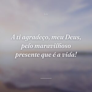 A ti agradeço, meu Deus, pelo maravilhoso presente que é a vida!