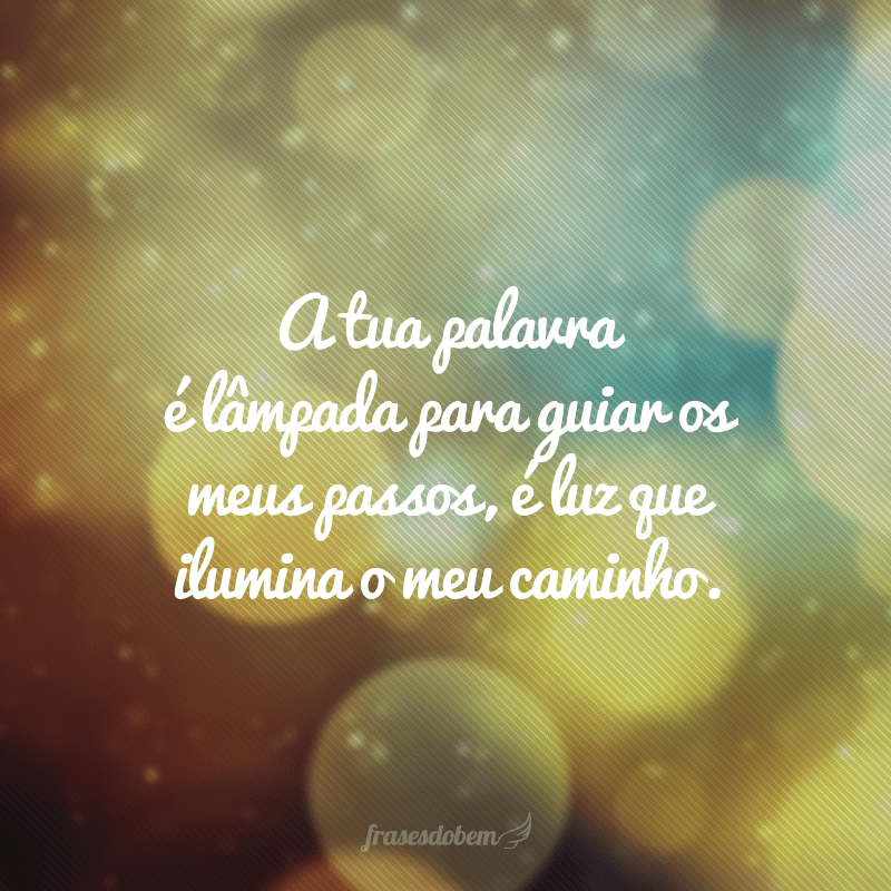 A tua palavra é lâmpada para guiar os meus passos, é luz que ilumina o meu caminho. 