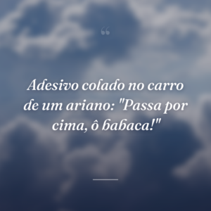 Adesivo colado no carro de um ariano: "Passa por cima, ô babaca!"