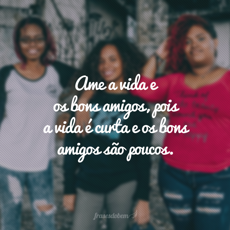 Ame a vida e os bons amigos, pois a vida é curta e os bons amigos são poucos.