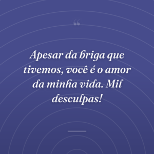 Apesar da briga que tivemos, você é o amor da minha vida. Mil desculpas!
