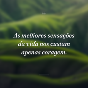 As melhores sensações da vida nos custam apenas coragem.