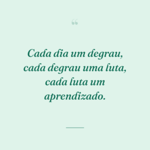 Cada dia um degrau, cada degrau uma luta, cada luta um aprendizado.