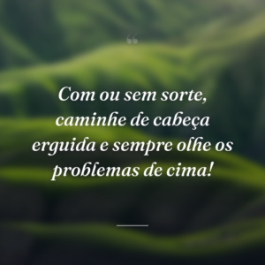 Com ou sem sorte, caminhe de cabeça erguida e sempre olhe os problemas de cima!