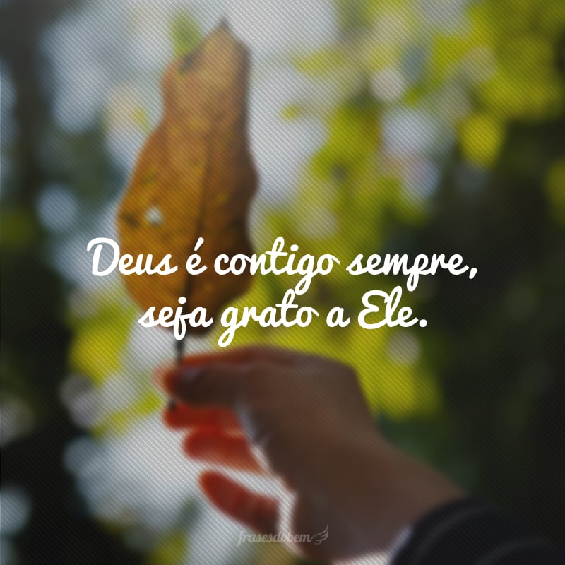 Deus é contigo sempre, seja grato a Ele.