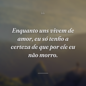 Enquanto uns vivem de amor, eu só tenho a certeza de que por ele eu não morro.
