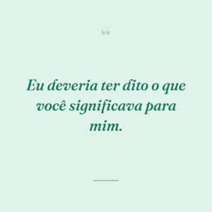 Eu deveria ter dito o que você significava para mim.