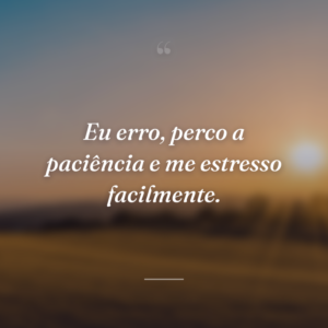 Eu erro, perco a paciência e me estresso facilmente.