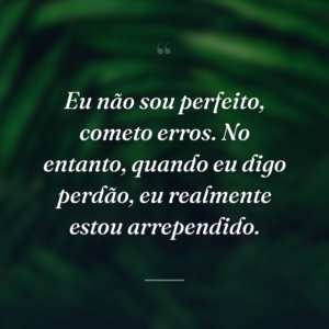 Eu não sou perfeito, cometo erros. No entanto, quando eu digo perdão, eu realmente estou arrependido.