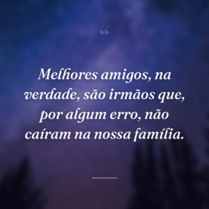Melhores amigos, na verdade, são irmãos que, por algum erro, não caíram na nossa família.