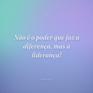 Não é o poder que faz a diferença, mas a liderança!