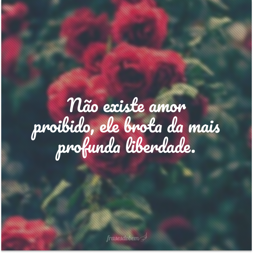 Não existe amor proibido, ele brota da mais profunda liberdade.