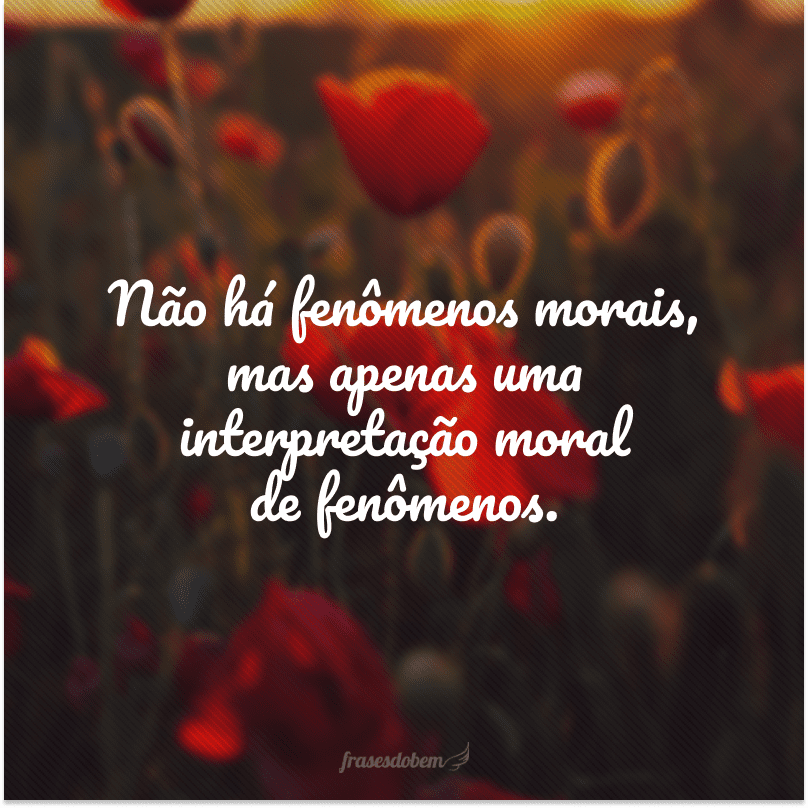 Não há fenômenos morais, mas apenas uma interpretação moral de fenômenos. 