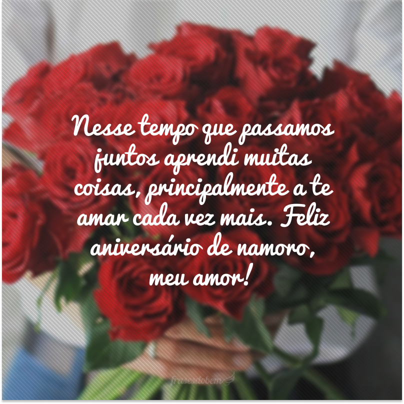 Nesse tempo que passamos juntos aprendi muitas coisas, principalmente a te amar cada vez mais. Feliz aniversário de namoro, meu amor!