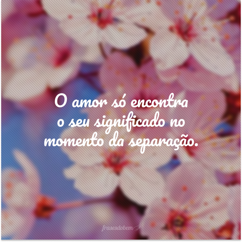 O amor só encontra o seu significado no momento da separação.