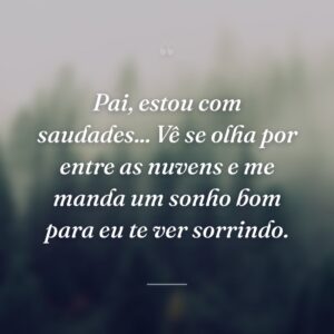 Pai, estou com saudades... Vê se olha por entre as nuvens e me manda um sonho bom para eu te ver sorrindo.