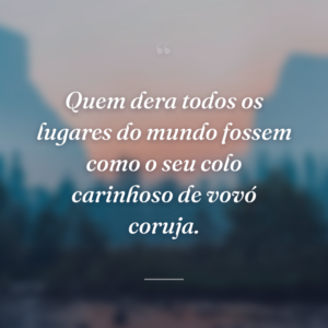 Quem dera todos os lugares do mundo fossem como o seu colo carinhoso de vovó coruja.