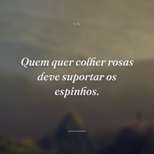 Quem quer colher rosas deve suportar os espinhos.