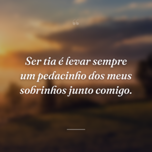 Ser tia é levar sempre um pedacinho dos meus sobrinhos junto comigo.