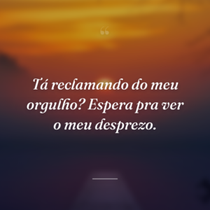 Tá reclamando do meu orgulho? Espera pra ver o meu desprezo.