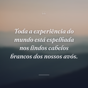 Toda a experiência do mundo está espelhada nos lindos cabelos brancos dos nossos avós.