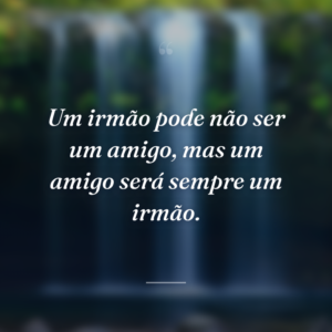 Um irmão pode não ser um amigo, mas um amigo será sempre um irmão.