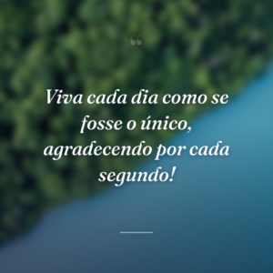 Viva cada dia como se fosse o único, agradecendo por cada segundo!
