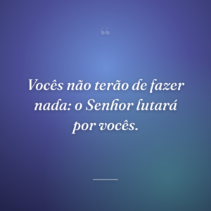 Vocês não terão de fazer nada: o Senhor lutará por vocês.