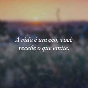 A vida é um eco, você recebe o que emite.