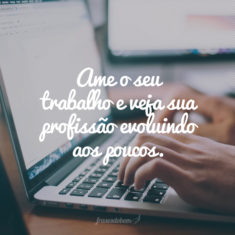 Ame o seu trabalho e veja sua profissão evoluindo aos poucos.