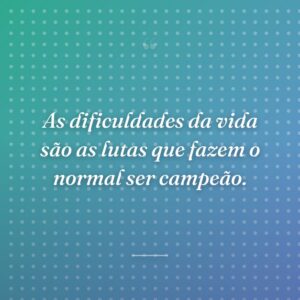 As dificuldades da vida são as lutas que fazem o normal ser campeão.