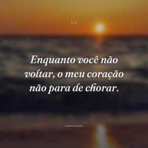 Enquanto você não voltar, o meu coração não para de chorar.