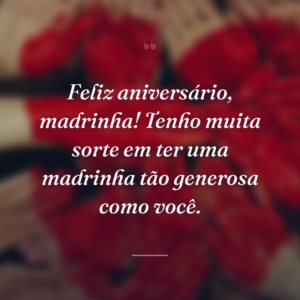 Feliz aniversário, madrinha! Tenho muita sorte em ter uma madrinha tão generosa como você.
