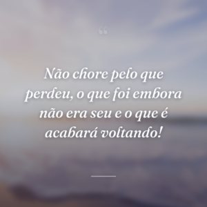 Não chore pelo que perdeu, o que foi embora não era seu e o que é acabará voltando!