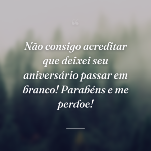 Não consigo acreditar que deixei seu aniversário passar em branco! Parabéns e me perdoe!