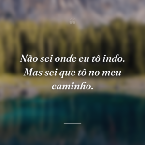 Não sei onde eu tô indo. Mas sei que tô no meu caminho.