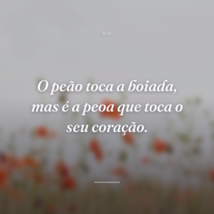O peão toca a boiada, mas é a peoa que toca o seu coração.