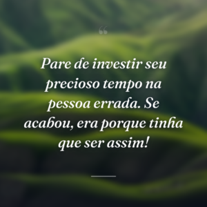 Pare de investir seu precioso tempo na pessoa errada. Se acabou, era porque tinha que ser assim!