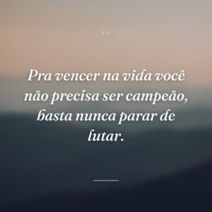 Pra vencer na vida você não precisa ser campeão, basta nunca parar de lutar.