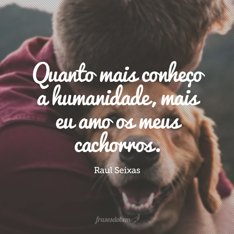 Quanto mais conheço a humanidade mais eu amo os meus cachorros.