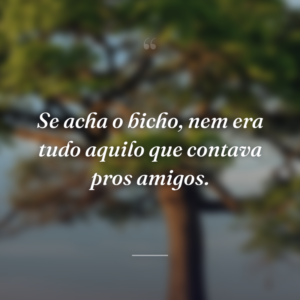 Se acha o bicho, nem era tudo aquilo que contava pros amigos.